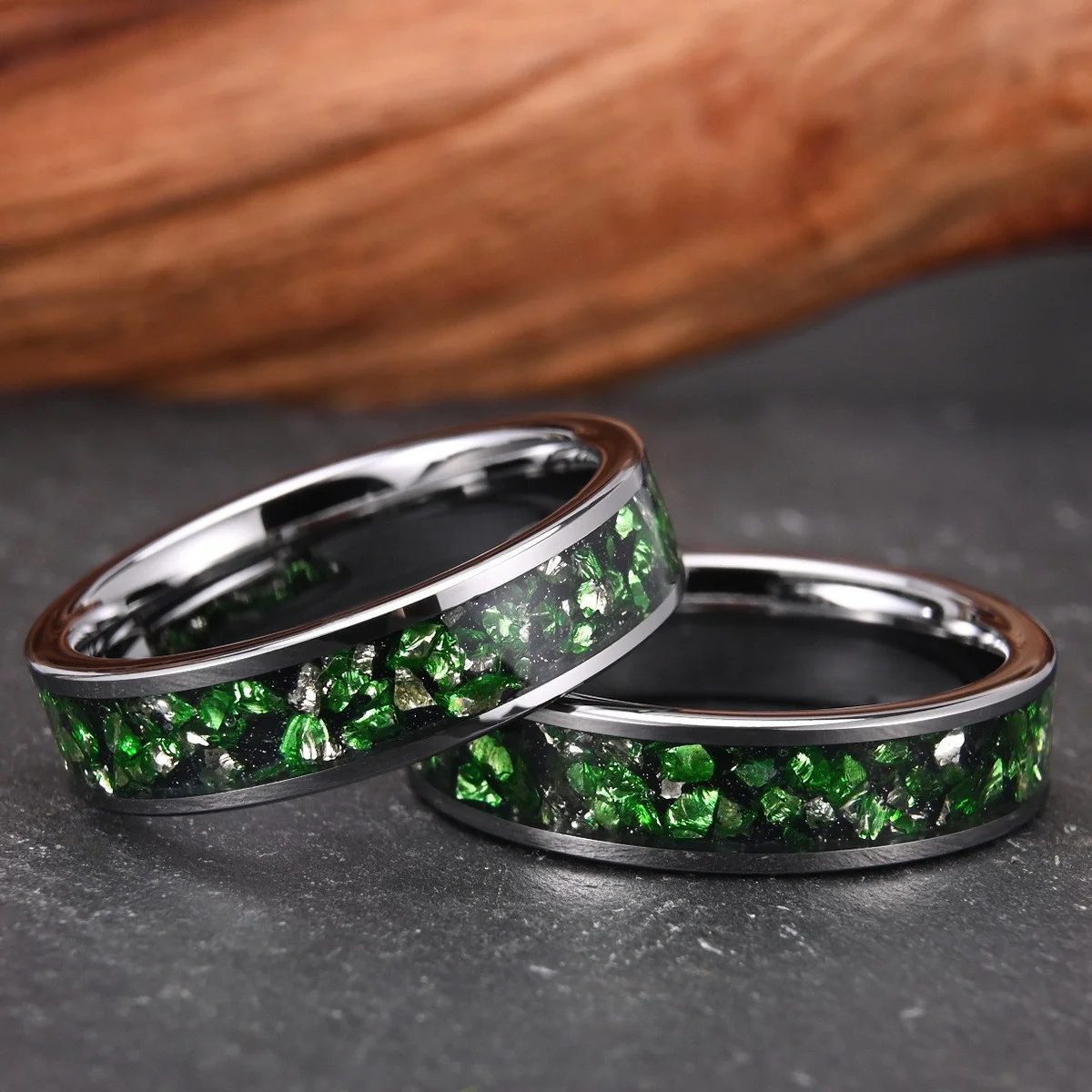 Роскошное женское кольцо из карбида вольфрама диаметром 6 мм с зеленым кристаллом - оптовый поставщик и производитель