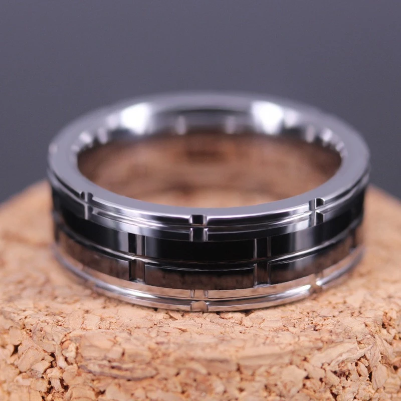 Durable 8mm Tungsten Carbide Combination Rings in Black & Silver | Bulk Supplier