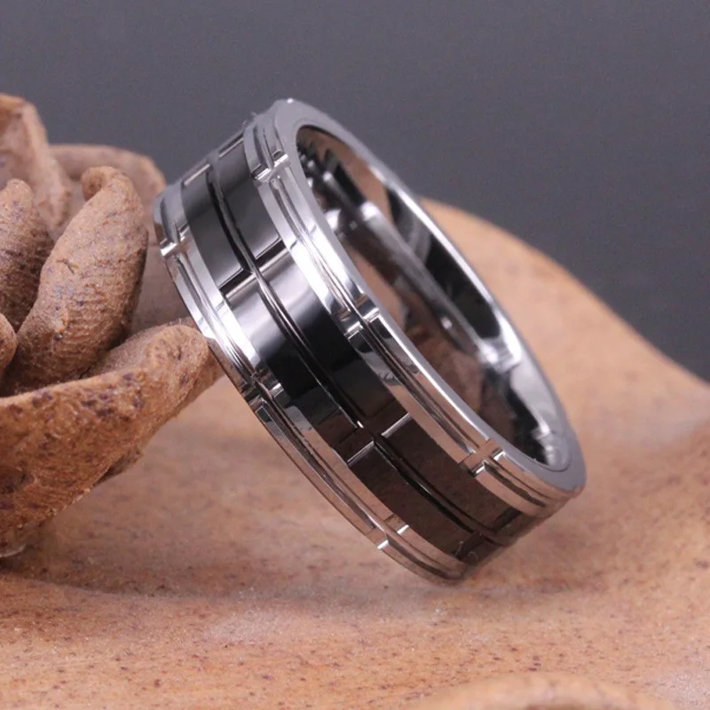 Durable 8mm Tungsten Carbide Combination Rings in Black & Silver | Bulk Supplier