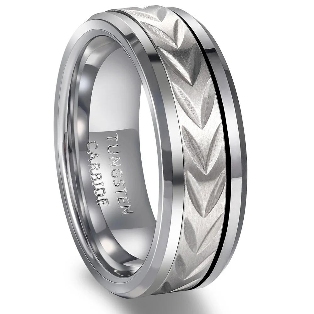 8mm Tungsten Carbide 360° Spinner Rings with Full Engraving - Factory Direct Wholesale