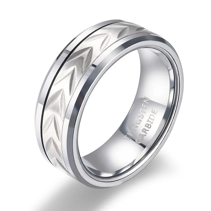 8mm Tungsten Carbide 360° Spinner Rings with Full Engraving - Factory Direct Wholesale