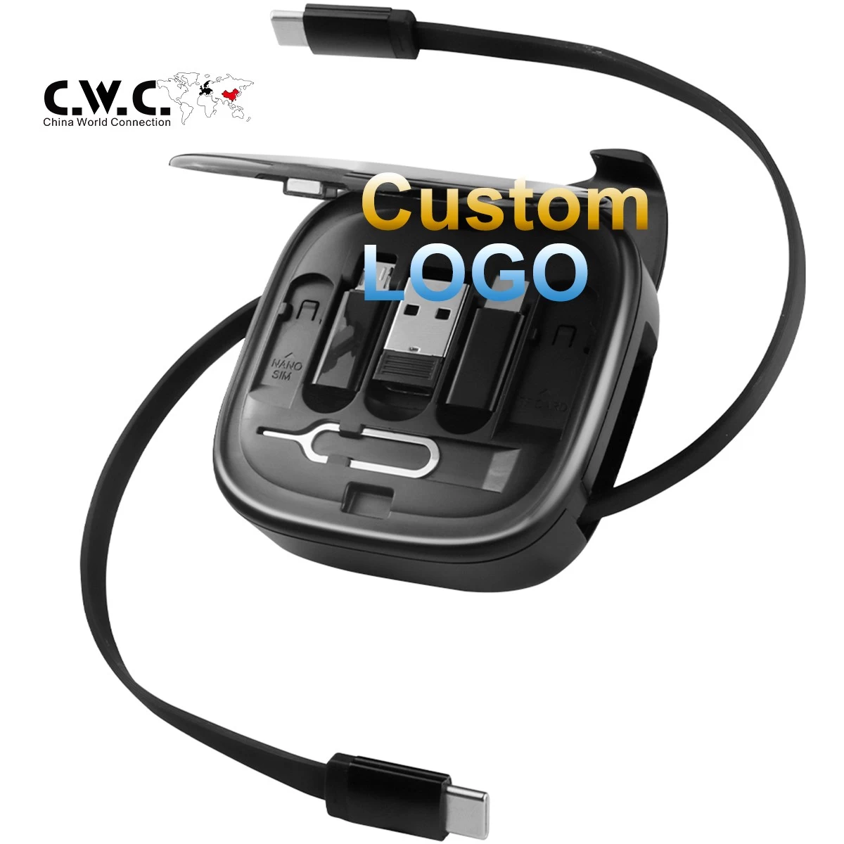 Chine Logo personnalisé 60W Black Magnetic Charge USB C vers USB C Câble double sortie 4 en 1 Câble de charge Multi magnétique - Copie - 90T73B fabricant