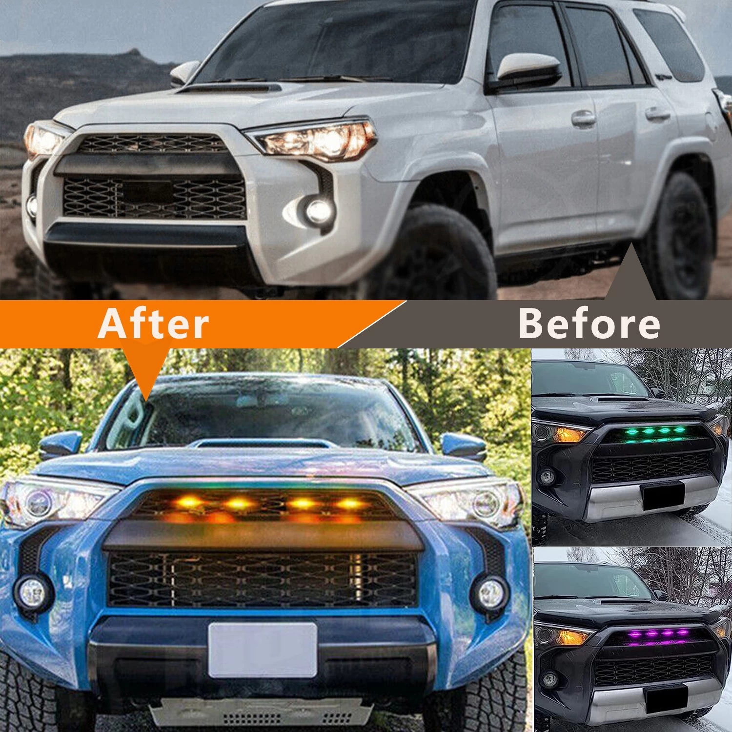 Universal RGB LED Grille Light Upgrade Front Grille Light Day Running Light App Control Grill Light FOR Toyota 4Runner 2014-2019