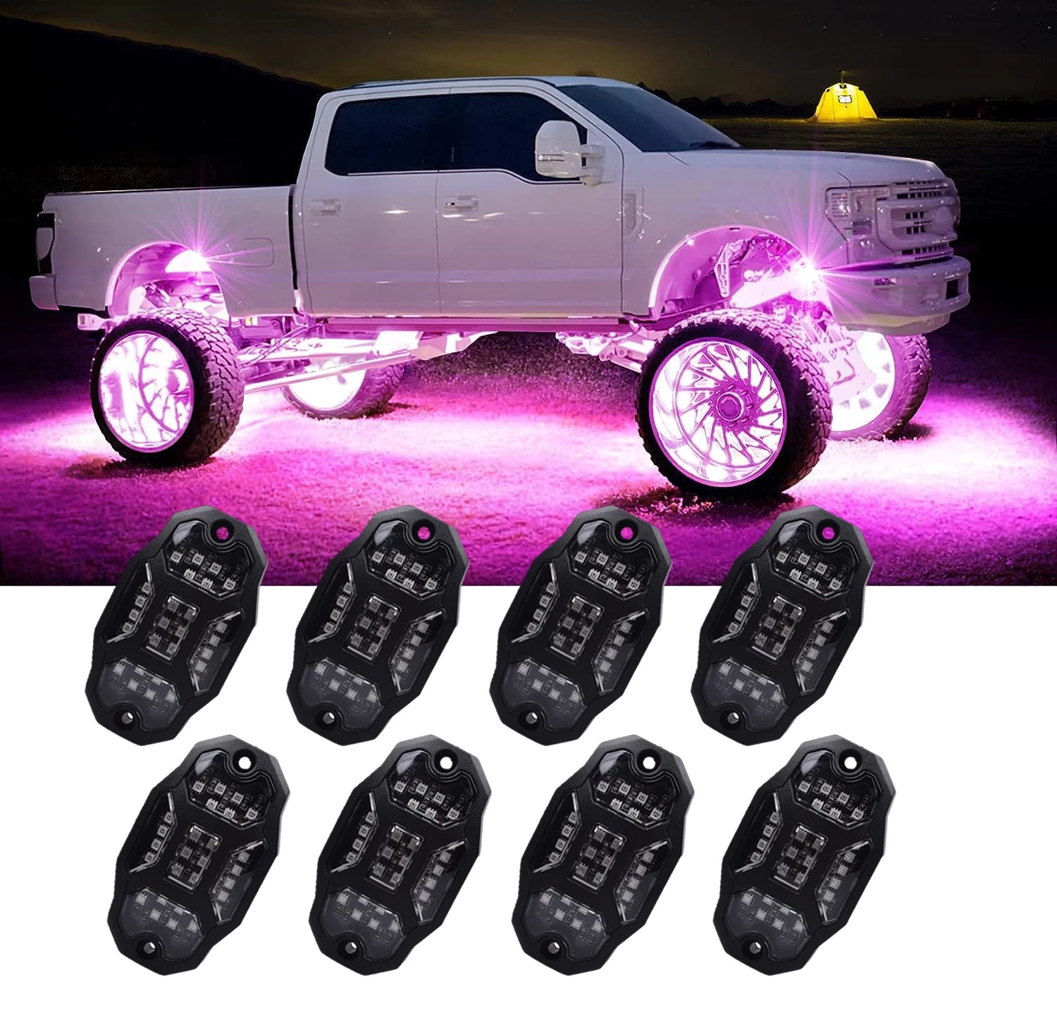 China Undergolw Light For Car Jeep Off-Road Truck Boat Bluetooth APP Control 4/6/8 In 1 RGB LED Rock Lights Chassis Light Music Sync - COPY - bav4w2 fabrikant