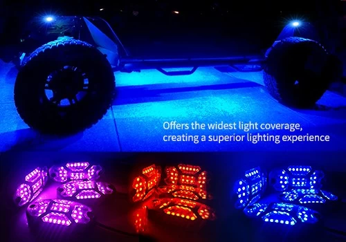 5 Sides Undergolw Rock Light For Car Jeep Off-Road Truck Boat Bluetooth APP Control 4/6/8 In 1 RGB LED Rock Lights Chassis Light Music Sync