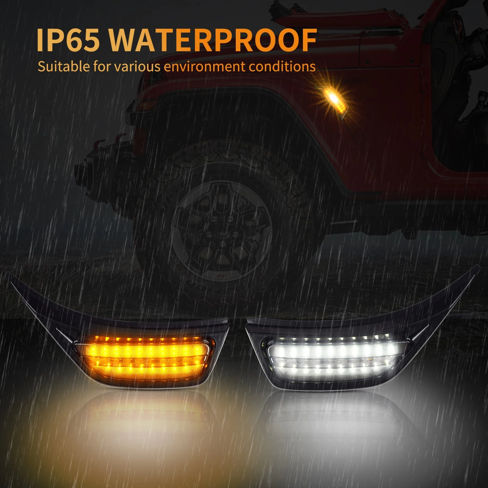 Motorcycle LED Fog Lights Auxiliary Driving Light 120W Dual Color Spotlights White Amber Strobe Flashing Lights for Car Truck 2pcs - COPY - iqmu45