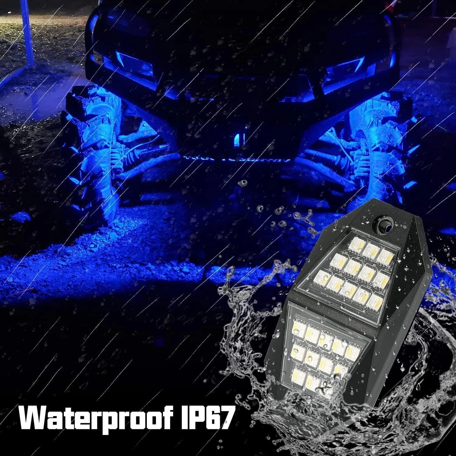 6 Pods RGBW LED Rock Lights 24LEDS 210 Degrees Wide Angle Music Mode Neon LED Light Kit for Off Road Truck SUV ATV UTV Boat