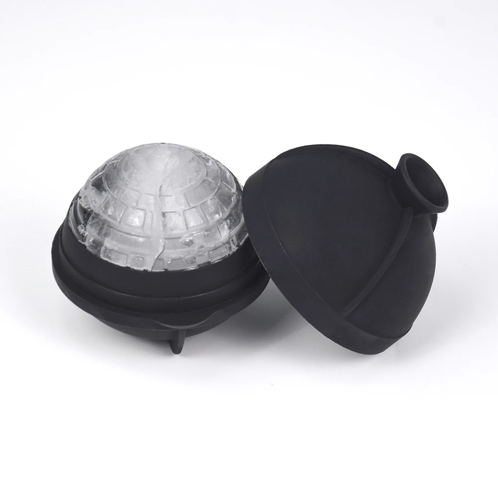 China Benhaida Leakproof Slow Melting Whiskey Large Ice Ball Maker with Funnel BPA Free 2.5Inch Silicone Death Star Ice Mold manufacturer