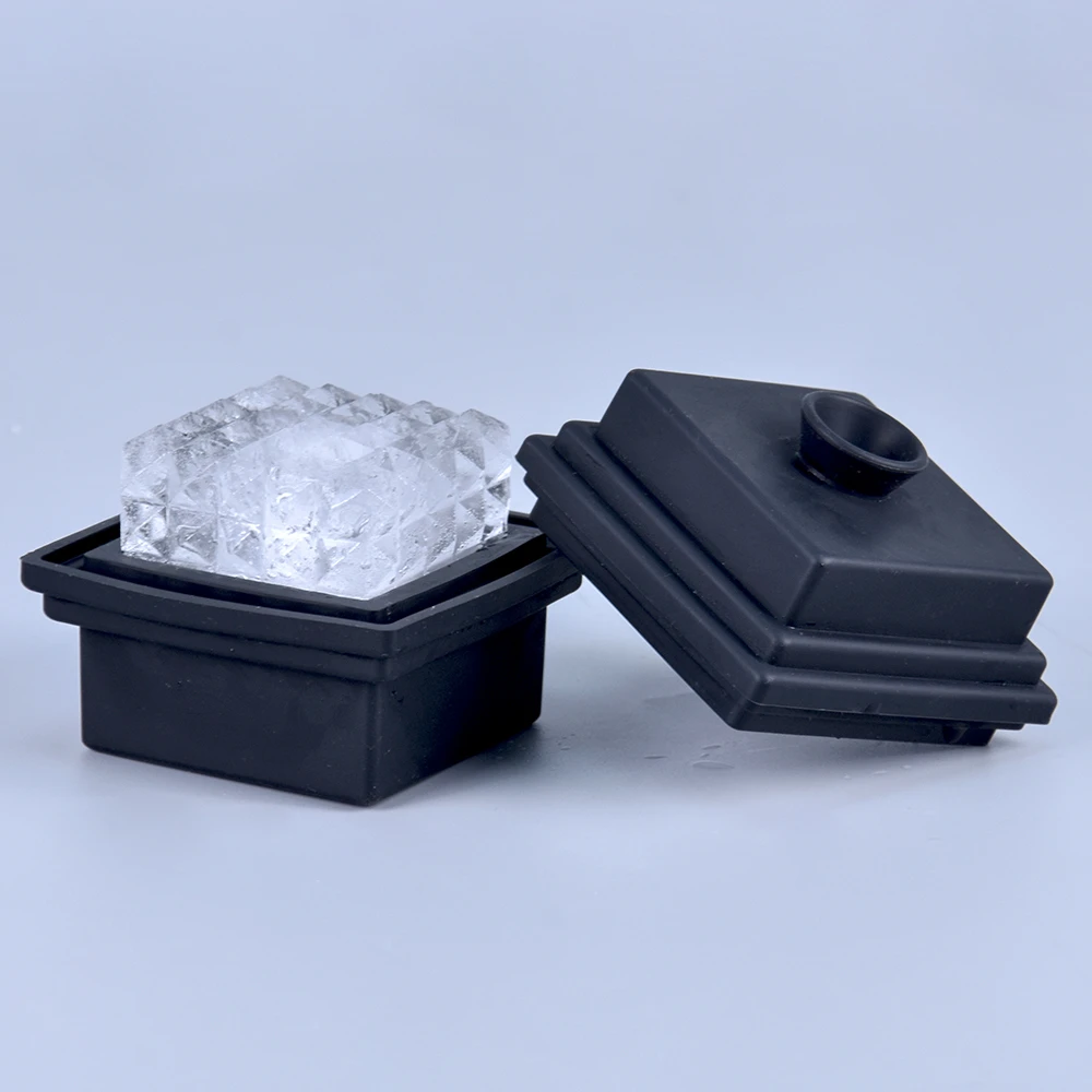 China Benhaida Factory Premium Slow Melting Giant Ice Cube Mold with Funnel for Whiskey Silicone Single Prism Ice Cube Maker manufacturer