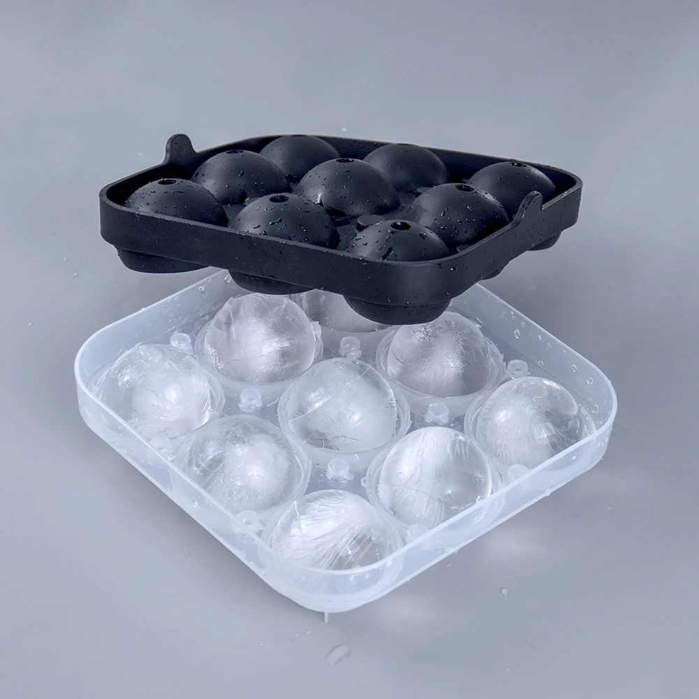 China Benhaida Premium Leakproof 2 inch Ice Ball Maker for Whiskey BPA Free Easy to Release Silicone 9 Cavity Ice Ball Mold manufacturer