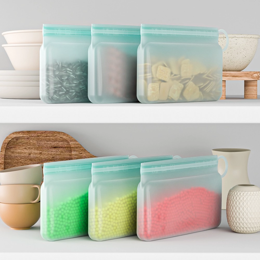 China Benhaida Reusable Silicone Food Storage Bags Leakproof Freezer Microwave Safe Silicone Food Storage Bag with Hang Hole manufacturer