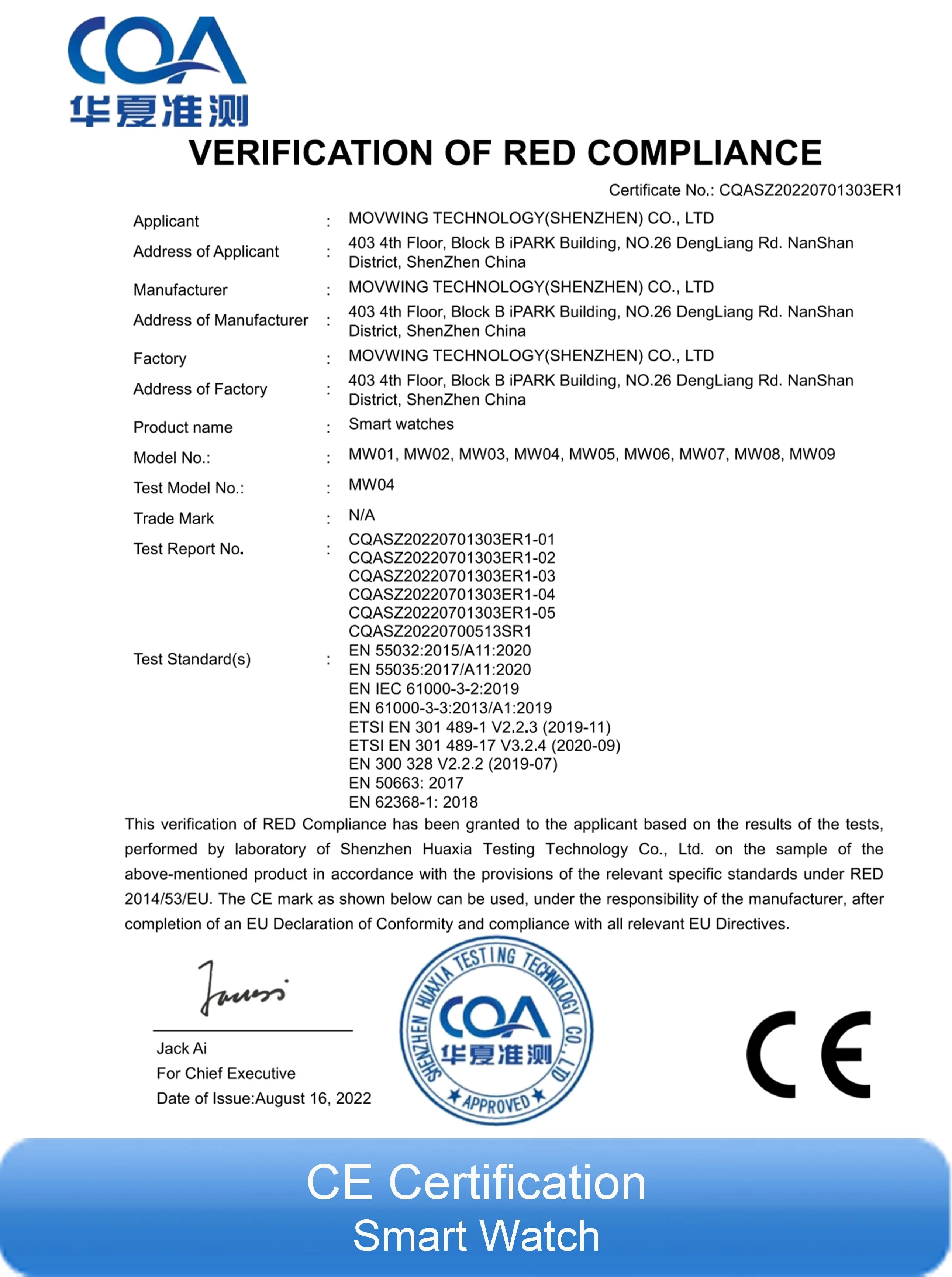 CE Certification of Smart Watch