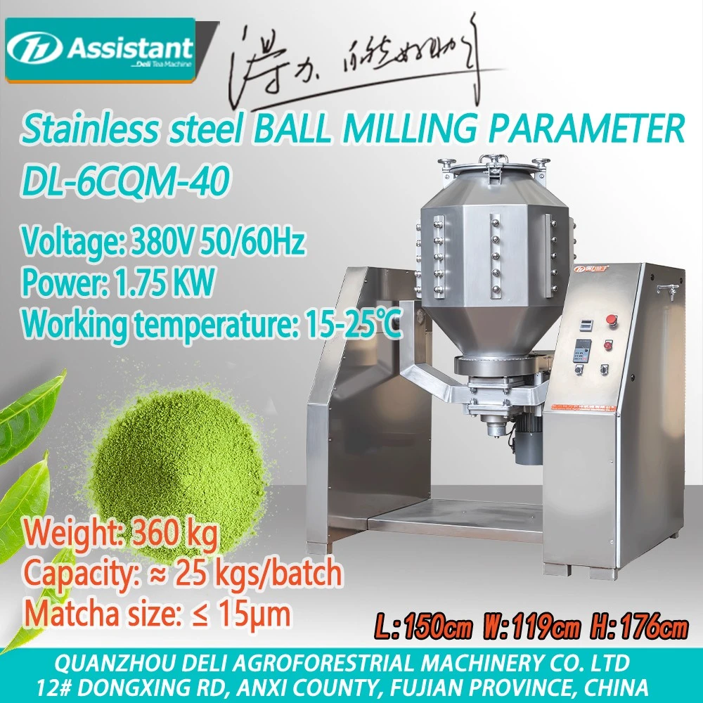 Çin 15μm Matcha Pudra Emalı Maşın Kiçik Qurğuşun Top Freze Machine Matcha Taşlama DL-6CQM-40 istehsalçı