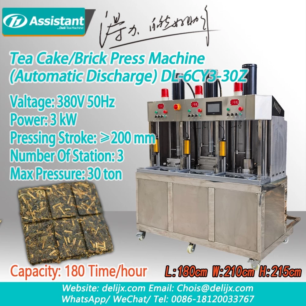 China 3 Stations 30 Ton Pressure Tea Cake/Brick Press Machine With Automatic Discharge DL-6CY3-30Z manufacturer