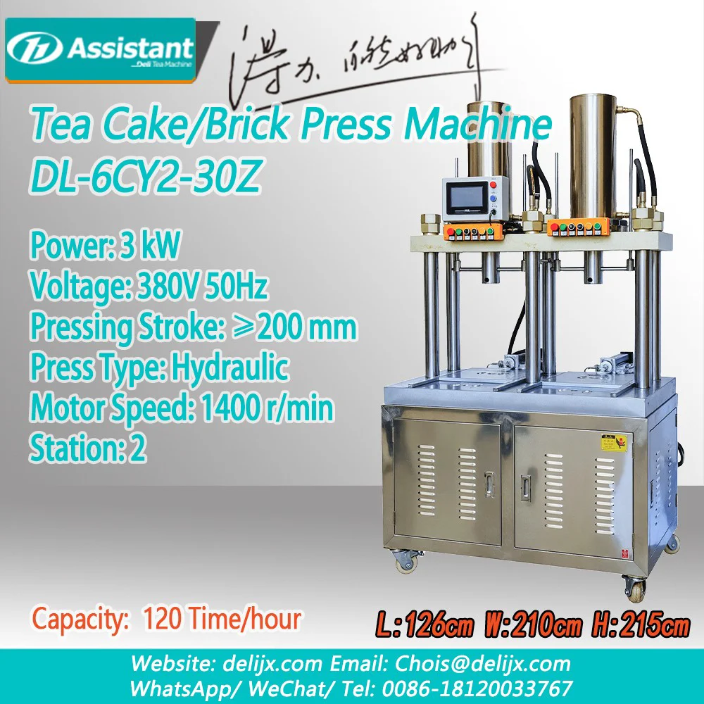 Cina 2 Stasiun Mesin Press Kue Teh/Bata Tekanan 30 Ton Dengan Debit Otomatis DL-6CY2-30Z pabrikan