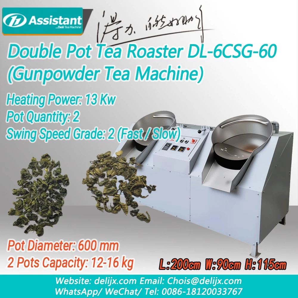 กระทะคู่ชาเขียว Biluochun เครื่องย่างรูปร่าง DL-6CSG-60