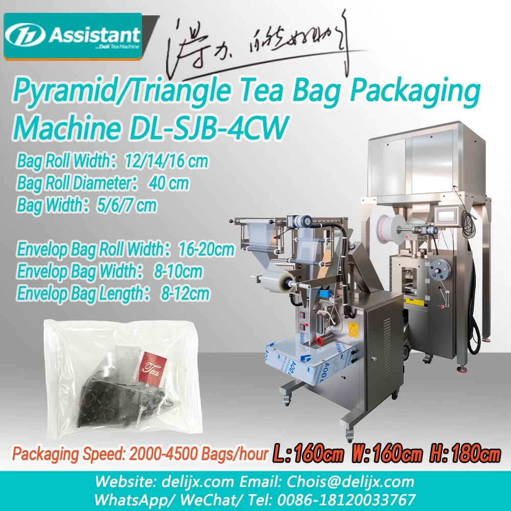 Mesin Pembungkusan Beg Piramid Segitiga Nylon dengan beg luar DL-SJB-4CW
