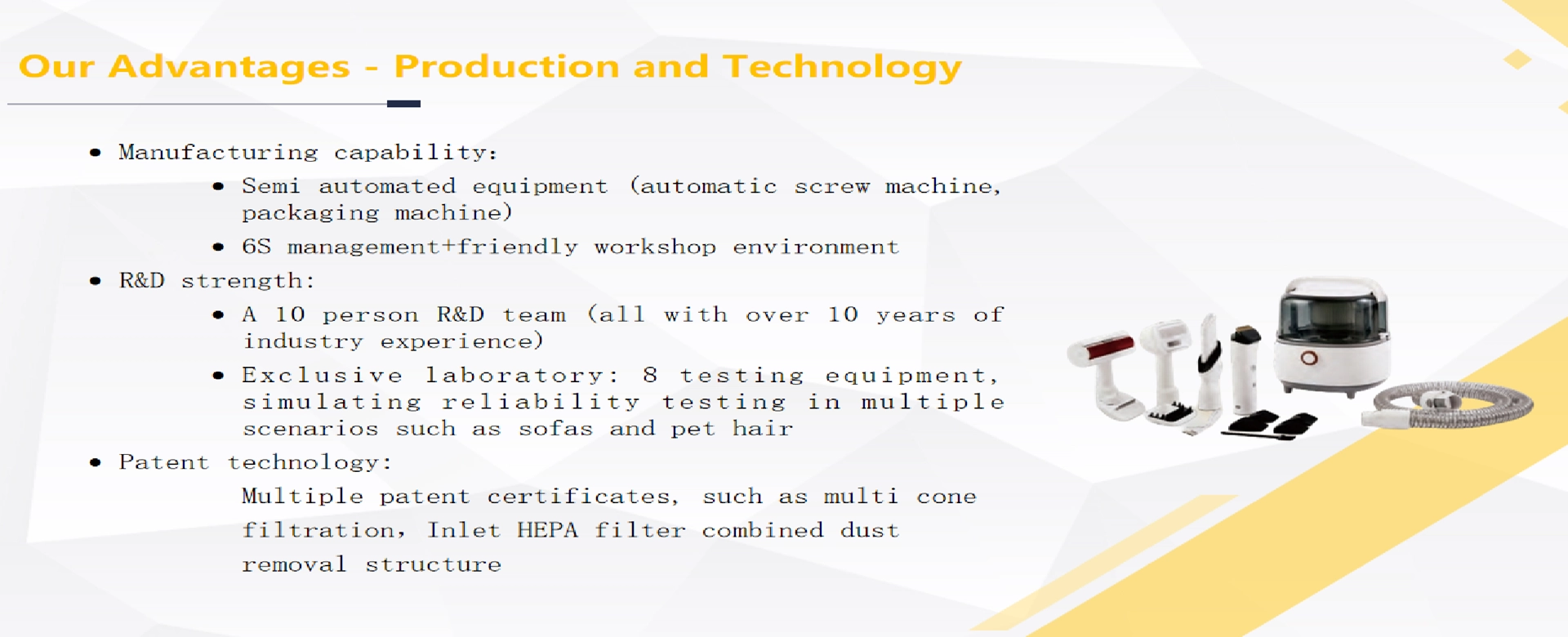 Onze voordelen - productie en technologie
