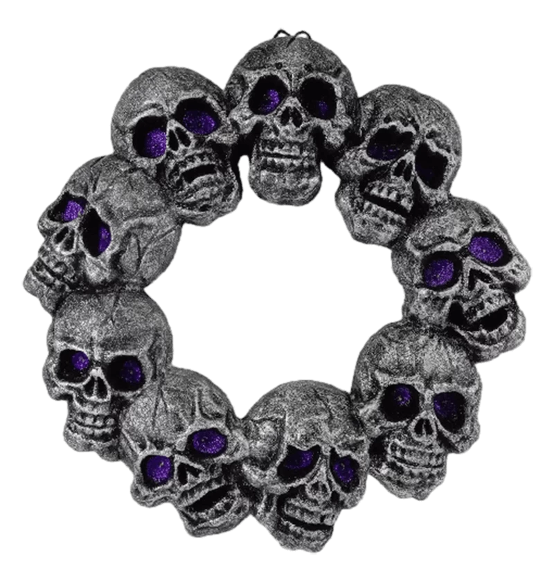 China Senmasine Halloween Skeleton Skull Wreath 18 Inch Diy Front Door Party Spooky Hanging Decoration manufacturer