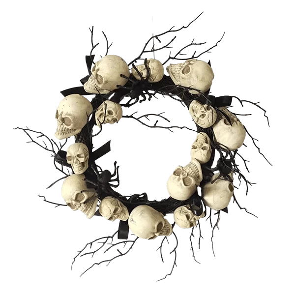 الصين إكليل الهالوين على شكل جمجمة سينماسين مع أقواس عنكبوت العنب فرع أسود ميت الصانع