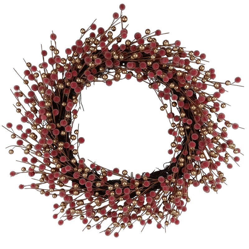 porcelana Coronas de frutos rojos Senmasine de 24 pulgadas para decoración colgante de puerta delantera de granja navideña de invierno fabricante
