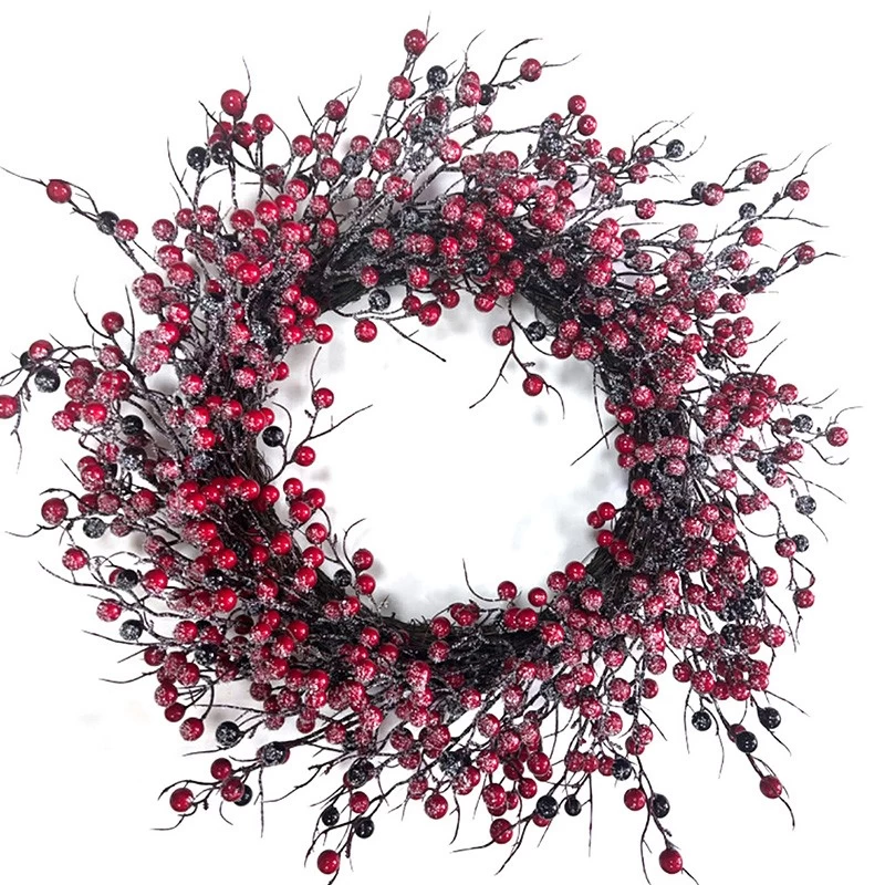 China Senmasine 24 Inch Christmas berry wreaths for winter farmhouse front door hanging decoration manufacturer