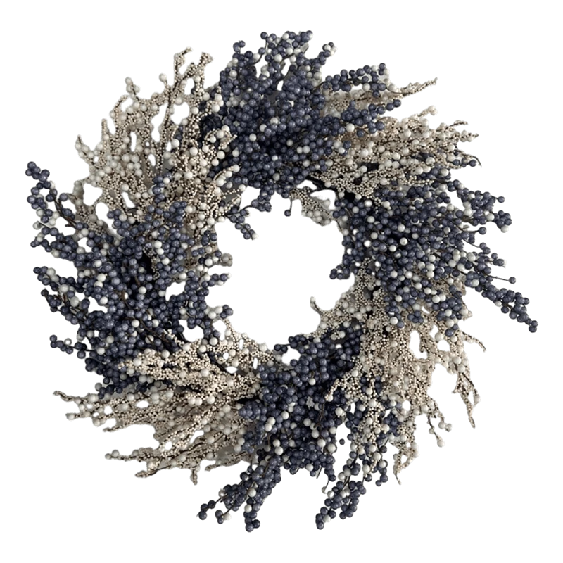 China Senmasine 24 Inch blue white berry wreaths for winter front door farmhouse hanging Christmas decoration manufacturer
