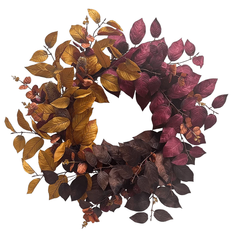 الصين إكليل الخريف من سينماسين مقاس 60.96 سم من نبات بانيان الاصطناعي لديكور التعليق على الحائط والباب الأمامي الصانع