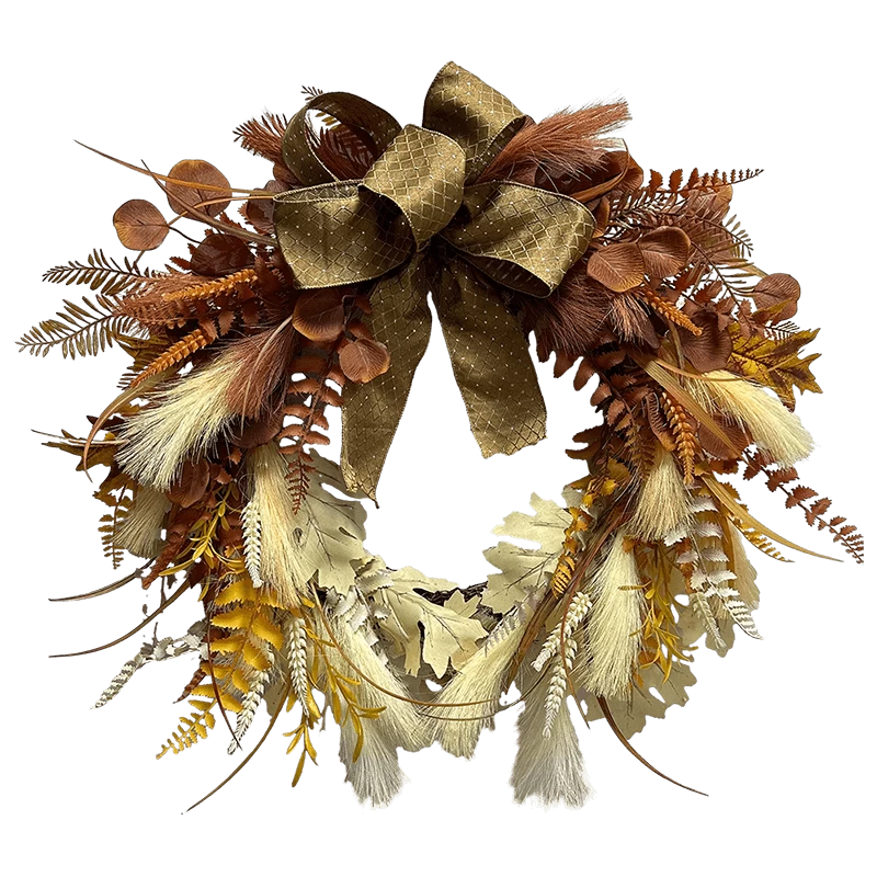 porcelana Senmasine-coronas de otoño de 24 pulgadas para colgar en la puerta de entrada, decoración de otoño, lazos de hierba de pampa artificial fabricante