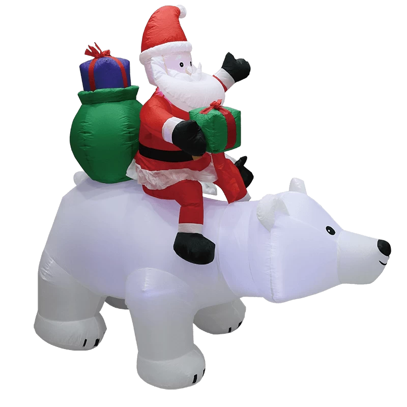 China Senmasine 6ft Santa Claus Riding Polar Christmas Inflatable Bear With Built-in Led Lights Blow Up Yard Xmas Party Decoration manufacturer