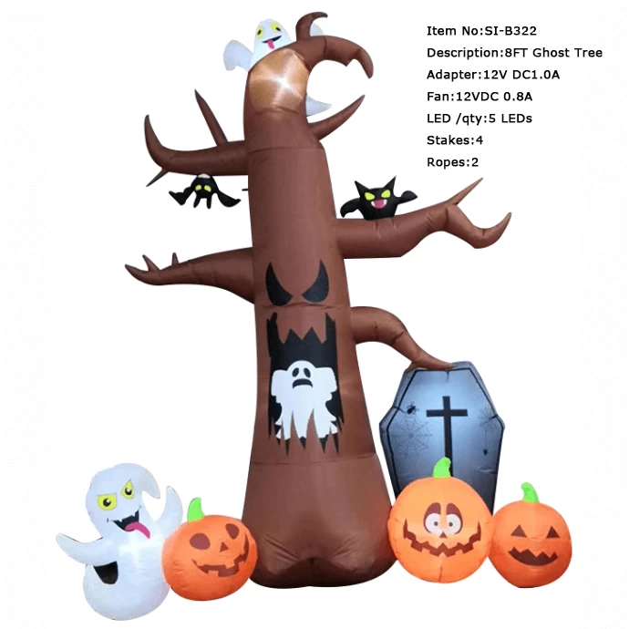 China Senmasine 9FT Blow Up Halloween Inflatable Tree With Ghost Built-in Led Light Outdoor Indoor Decoration manufacturer