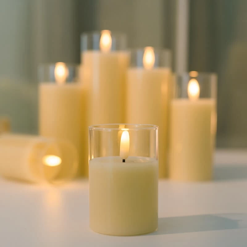 China Senmasine 5PCS Glass Flameless Candles with Remote Battery Flickering Real Wax Wick LED Candle manufacturer