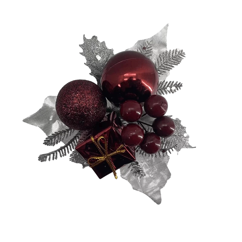 中国 Senmasine 圣诞浆果精选带闪光小玩意松果人造树叶装饰 制造商
