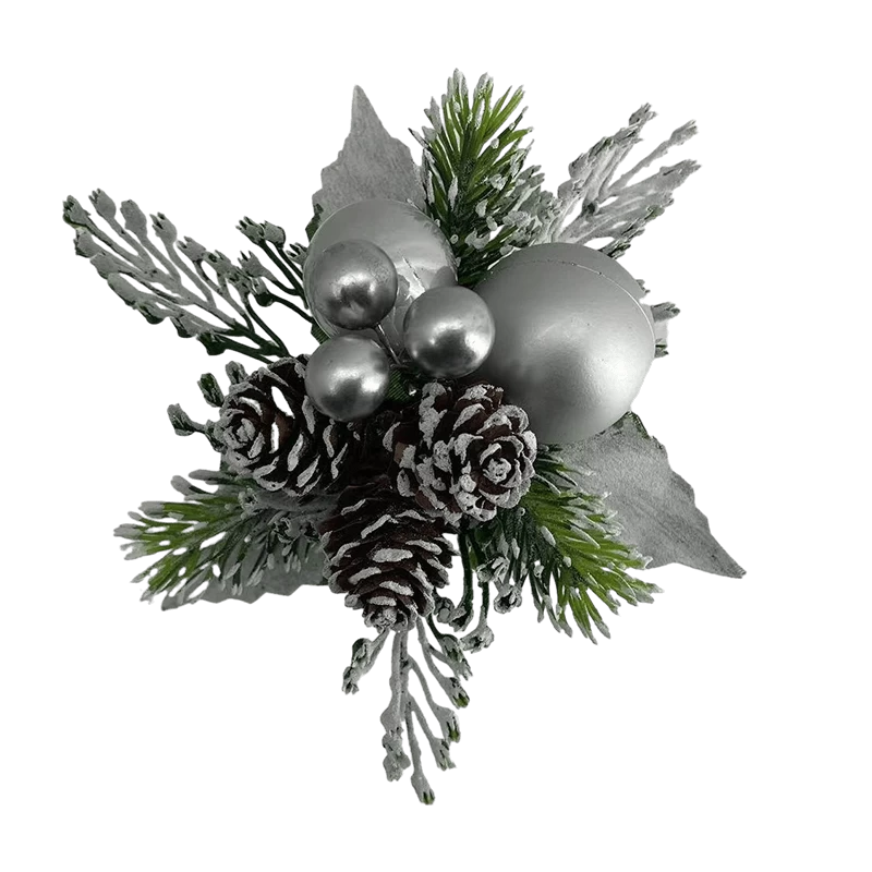 China Senmasine Kerst Frosted Pick met Glitter Pinecones Kunstmatige Pine Winter Kerstdecoratie fabrikant