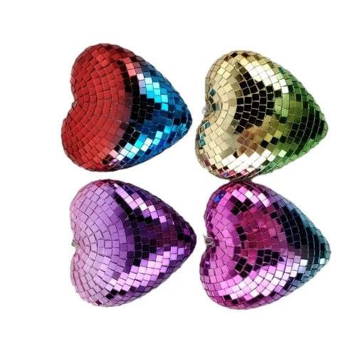 China Senmasine coração bola de discoteca para pendurar várias cores 11cm 13,5cm decoração de festival de festa fabricante