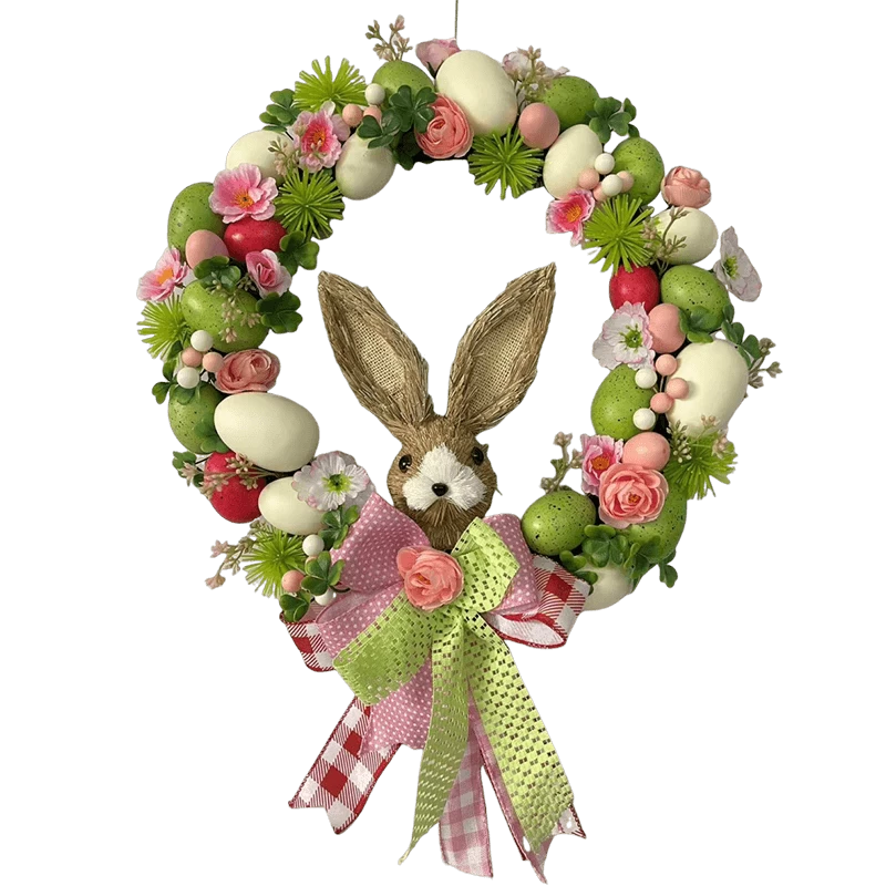 中国 Senmasine 复活节花环带兔子塑料蛋人造花环悬挂装饰 制造商
