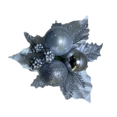 porcelana Adornos navideños plateados Senmasine con adornos brillantes, regalo de Navidad DIY, decoración navideña de invierno fabricante