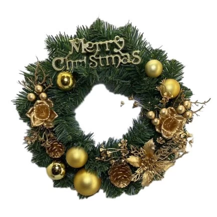 porcelana Corona de decoraciones navideñas Senmasine de 30cm con bola de piña brillante decoración colgante para puerta de fiesta de Navidad fabricante