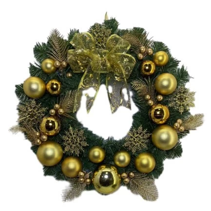 China Senmasine 40cm christmas wreath decor with bows ornaments festival decoration front door haning manufacturer