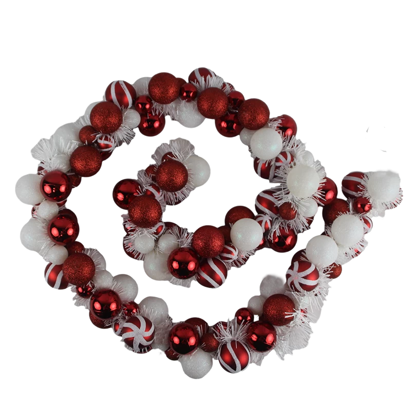 Chine Senmasine – guirlande de boules décoratives de 5 pieds, avec boules de bonbons rouges et blanches, ornements de fête de vacances fabricant