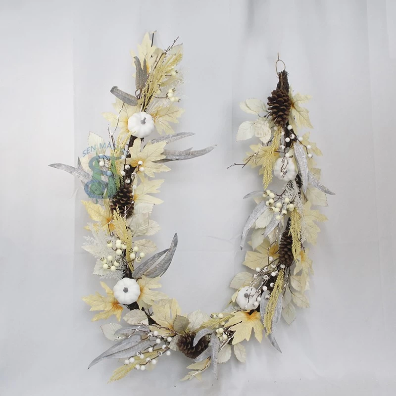 China Senmasine 6ft fall garlands with pinecone white pumpkin berries maple leaves autumn festival decor manufacturer