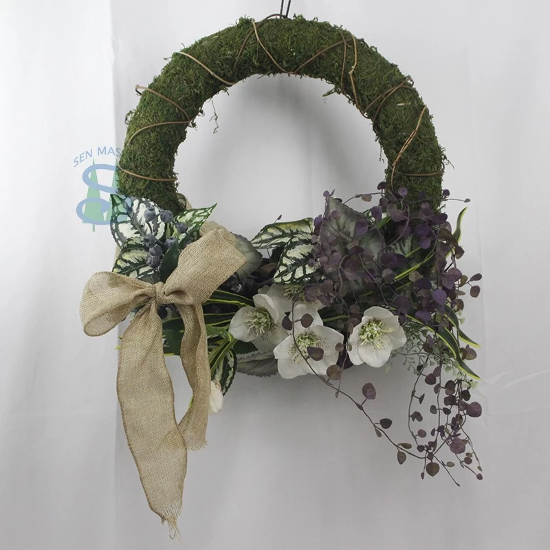 China Senmasine 20inch spring wreaths for front door hanging mixed artificial flowers leaves decorative bows manufacturer