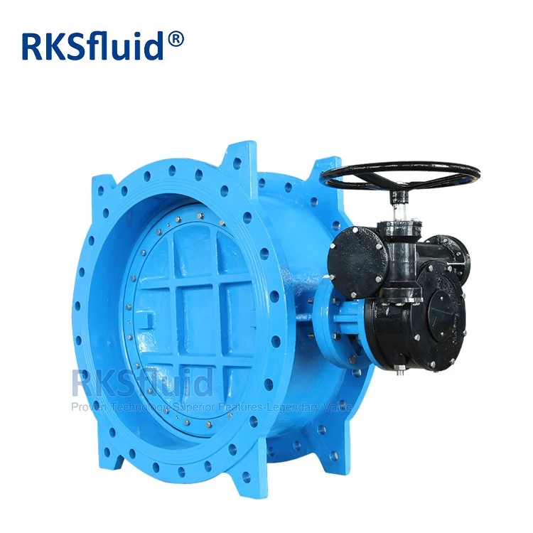중국 RKSfluid 브랜드 BS EN 연성이 있는 철 EPDM은 물 사용을 위한 이중 편심 플랜지 버터플라이 밸브 DN1000 DN1200을 장착했습니다. 제조업체