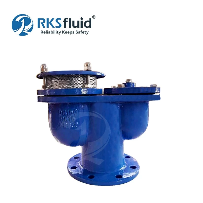 porcelana Válvula de liberación de aire de doble bola de hierro dúctil DN150 de alta calidad GGG50 PN16 para aguas residuales fabricante