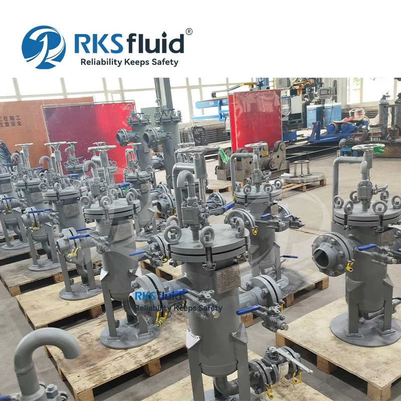 중국 RKSfluid 공장 1 미크론 카본 스틸 플랜지 바스켓 필터 하우징 폐수 처리를위한 커스텀 제조업체