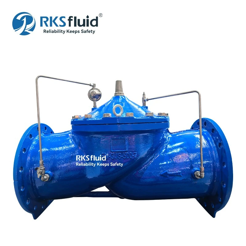 China RKSfluid Válvula redutora de pressão de ferro dúctil K200 DN400 PN10 com manômetro fabricante