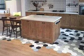 Kitchen and living roomtile grout two colors stitching