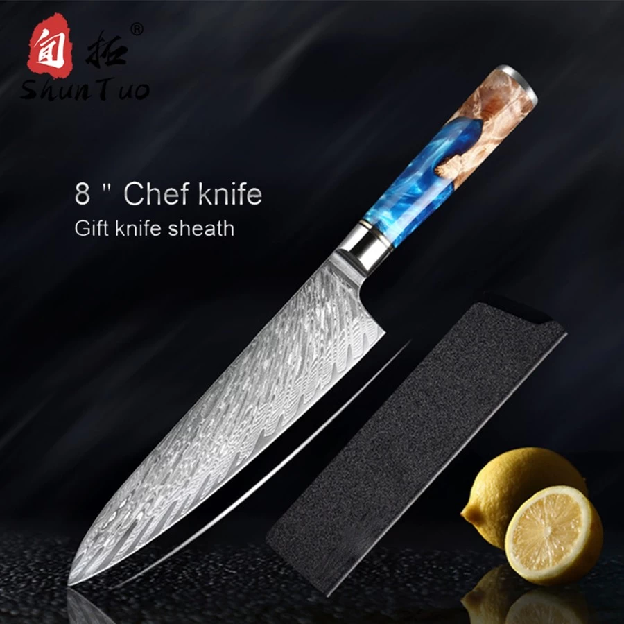 Chine Couteau de chef Gyuto japonais en acier damas, bon prix, 8'' 9.5'', avec boîte cadeau fabricant