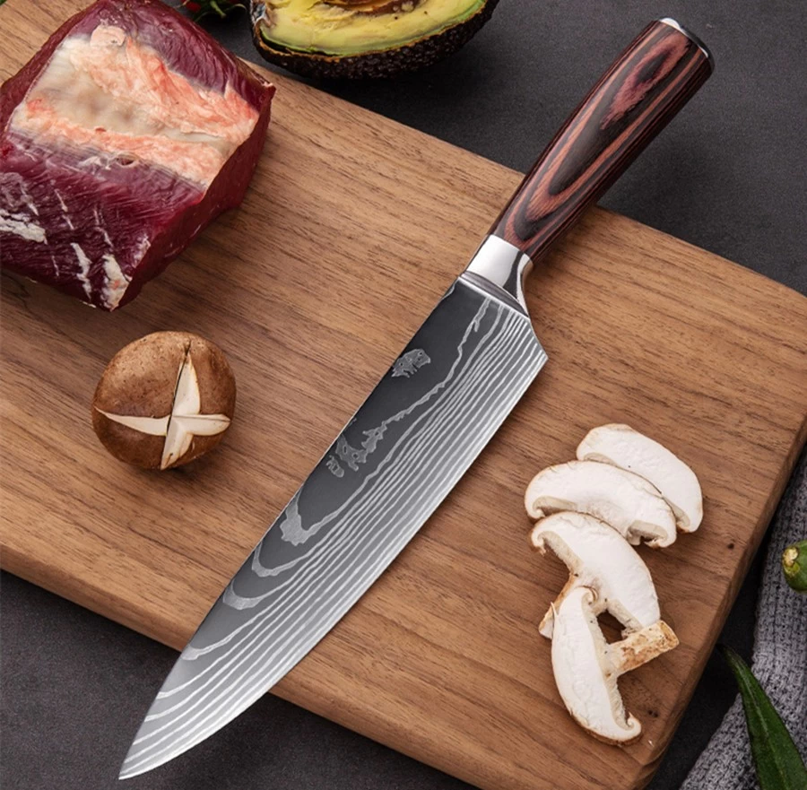 Kitchen Chef Knife Ultra Sharp Wooden Handle Carbon Stainless Steel Chef  Knives