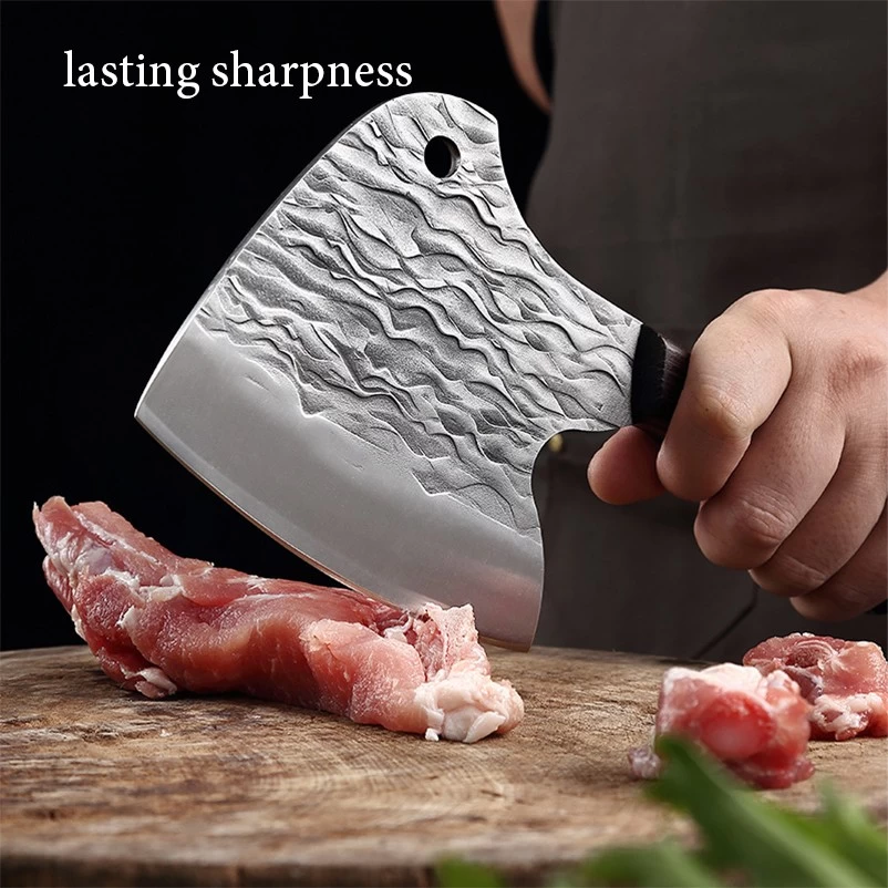 porcelana Los cuchillos de cuchilla para huesos de 5 pulgadas forjaron un cuchillo de hacha de cocina súper resistente a la venta fabricante